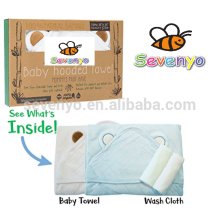 Toalla y toallita para el bebé con capucha con estilo de oso SET DOBLE COMBINADO DE LUJO, bambú 100% extra suave para bebés, niños pequeños, recién nacidos y niños